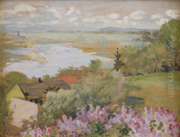 Valley of the Vistula from Zwierzyniec Oil Painting by Jacek Malczewski