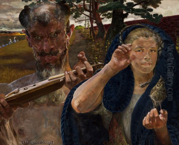 Piosenka jesienna Oil Painting by Jacek Malczewski