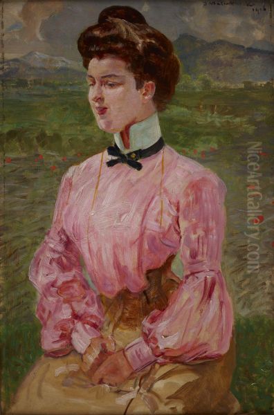 Portrait of a Young Lady Oil Painting by Jacek Malczewski