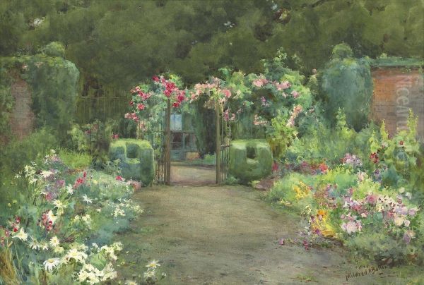 My Garden: The Gate From The Herbaceous Garden, Kilmurry, Countycork Oil Painting by Mildred Anne Butler