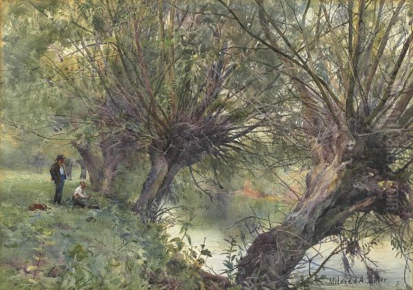 Under The Willows Oil Painting by Mildred Anne Butler