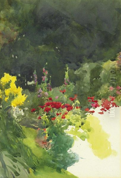 Poppies In The Garden At Kilmurray, County Cork Oil Painting by Mildred Anne Butler