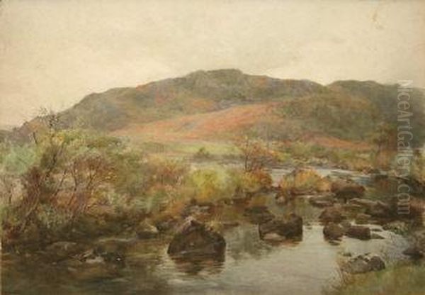 A Rocky Stream Oil Painting by Mildred Anne Butler