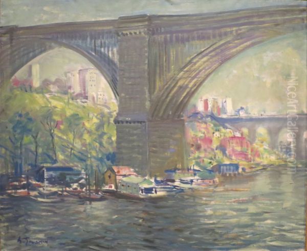 High Bridge Oil Painting by Arthur Clifton Goodwin