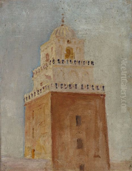 Kairouan (The Minaret of the Mosque of the Barber) Oil Painting by Jan Ciaglinski