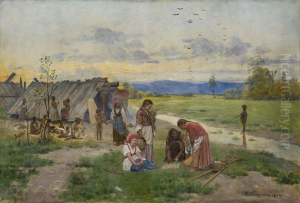 Gypsies Oil Painting by Antoni Kozakiewicz