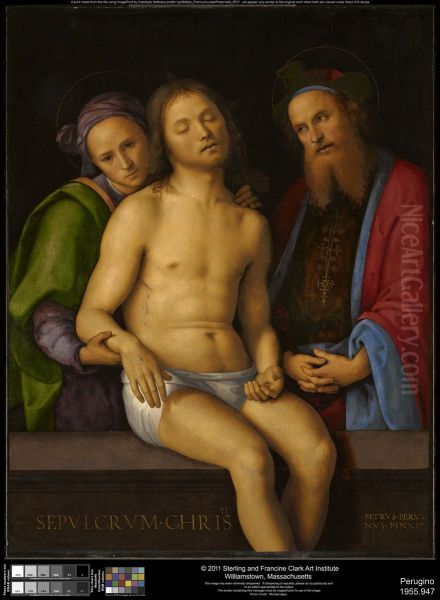 Dead Christ with Joseph of Arimathea and Nicodemus (Sepulcrum Christi) Oil Painting by Pietro Montanini