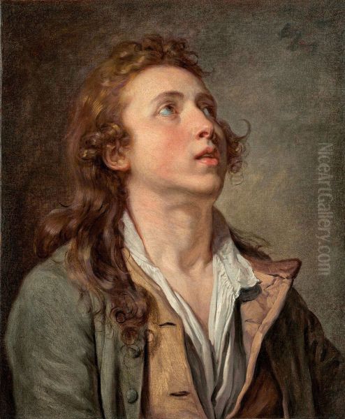 Studie eines jungen Mannes Oil Painting by Jean-Baptiste Greuze