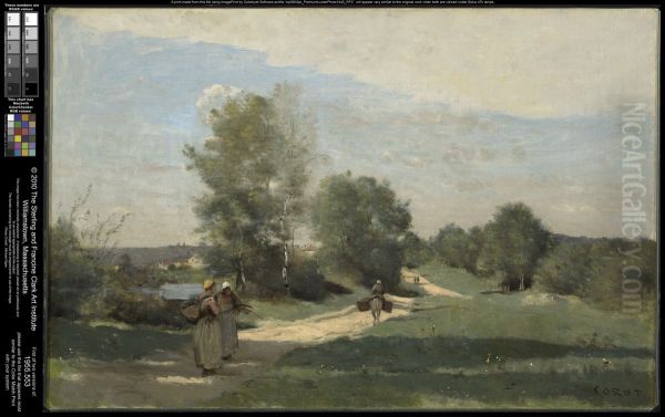 Road by the Water Oil Painting by Jean-Baptiste Camille Corot