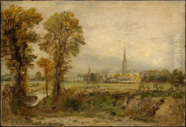 Distant View of Salisbury Cathedral Oil Painting by John Constable