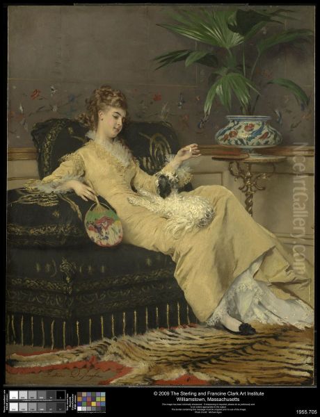 Woman in Yellow Oil Painting by Gustave Leonard de Jonghe