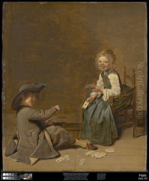 Children Playing Cards Oil Painting by Dirck Hals