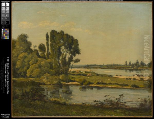 Landscape with a River Oil Painting by Henri Harpignies