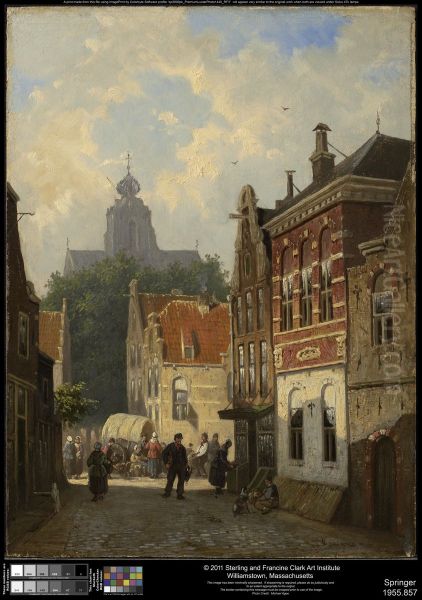 Dutch Street Scene Oil Painting by Cornelis Springer