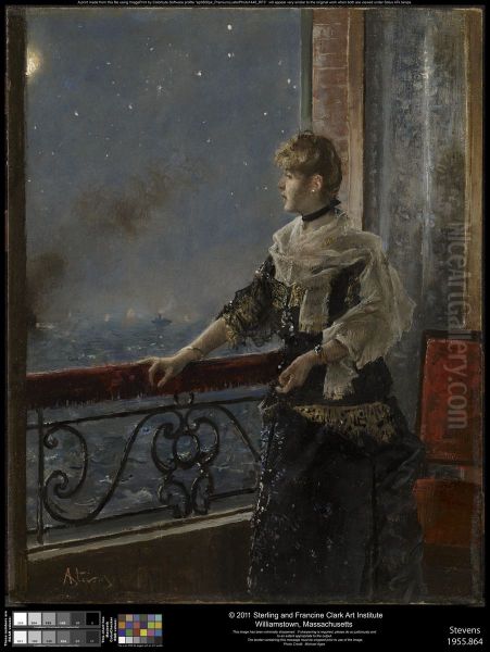 Moonlight (Au clair de la lune) Oil Painting by Alfred Stevens