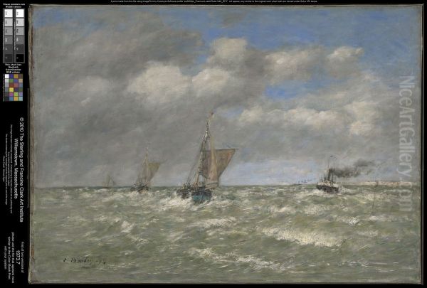 Boats Returning to Port, Trouville Oil Painting by Eugene Louis Boudin