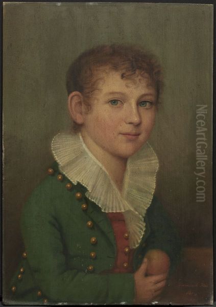 A Young Boy (one of pair of portraits) Oil Painting by Ethan Allen Greenwood