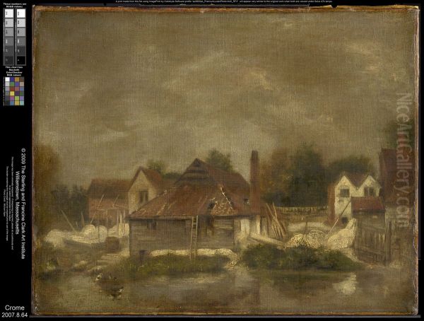 Sheds and Old Houses on the Yare Oil Painting by John Crome