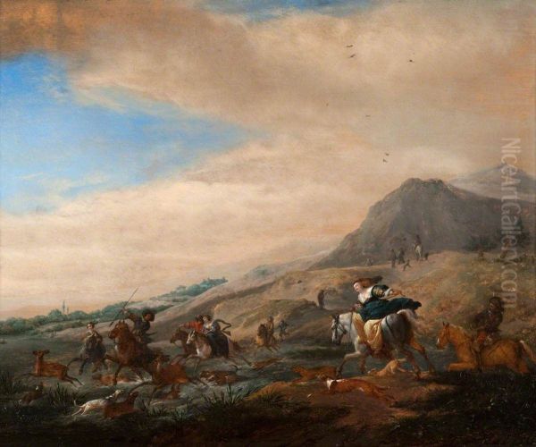 Hunting the Stag Oil Painting by Philips Wouwerman