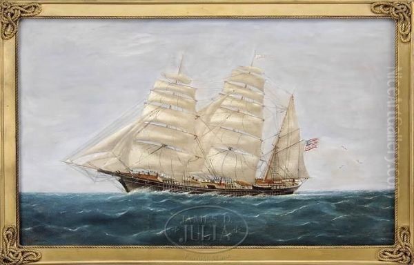 Portrait Of An American Clipper Ship Oil Painting by H.R. Butman