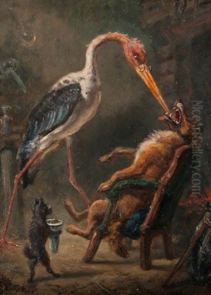 The Wolf and the Crane Oil Painting by Ernest Henri Griset