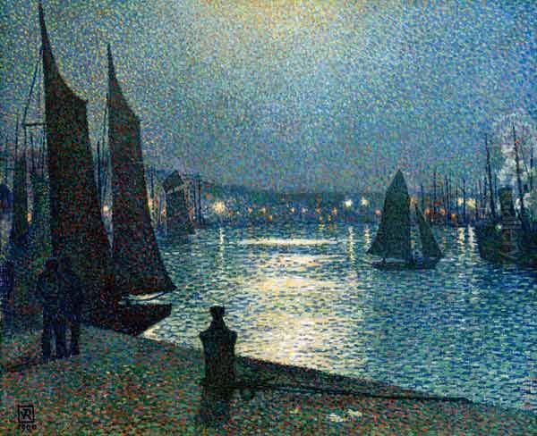 Moon night in Boulogne Oil Painting by Theo van Rysselberghe