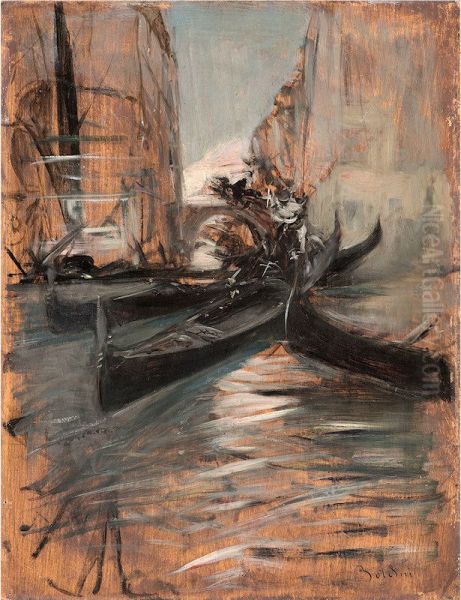 Channel in Venice Oil Painting by Giovanni Boldini