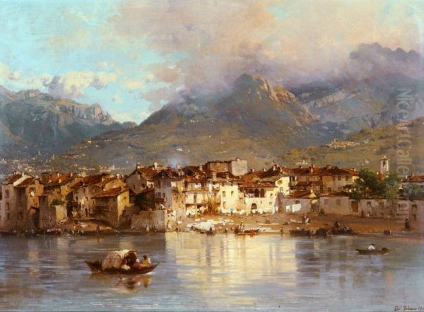 Pescarenico Oil Painting by Gerolamo Induno