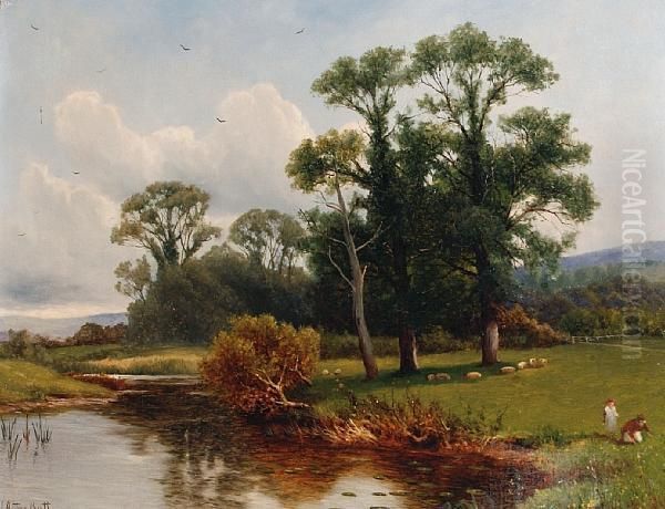 On The Avon Oil Painting by Johan Acton Butt