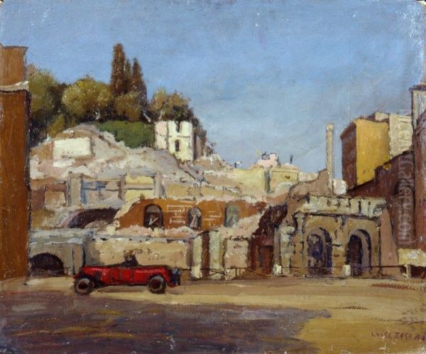 The Demolition of Rupe Tarpea in Rome Oil Painting by Luigi Zago