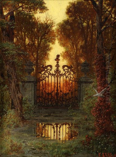 Das Schlossportal. Oil Painting by Ferdinand Knab