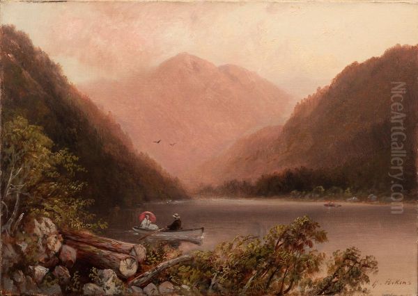 View of a Mountain Lake II Oil Painting by Granville Perkins