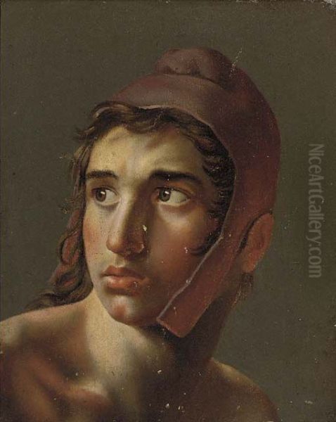 Portrait of a young man with a Phrygian cap Oil Painting by Wilhelm Bendz