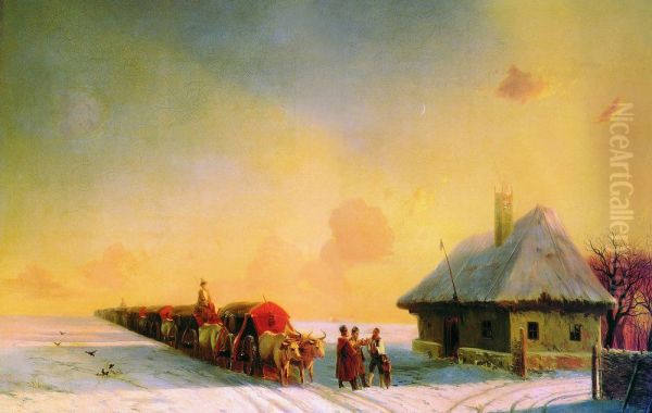 Chumaks in Little Russia Oil Painting by Ivan Aivazovsky