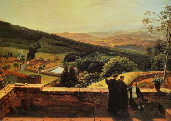 La vallee de l'Arno vue depuis le Paradisino de Vallombrosa Oil Painting by Louis Gauffier