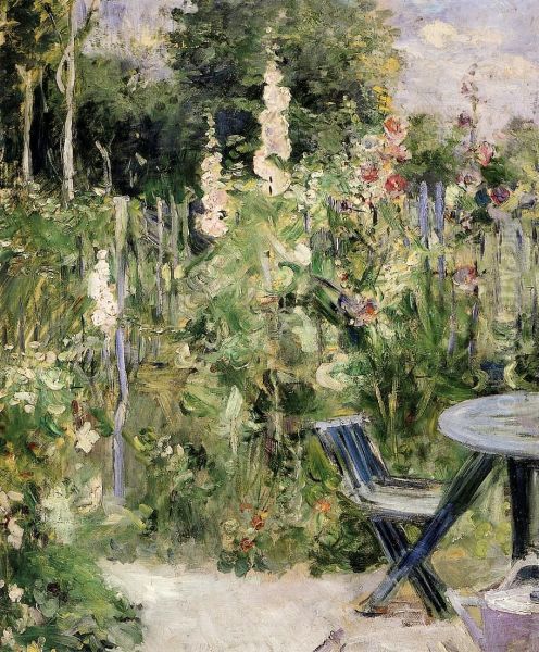 Roses Tremieres Oil Painting by Berthe Morisot