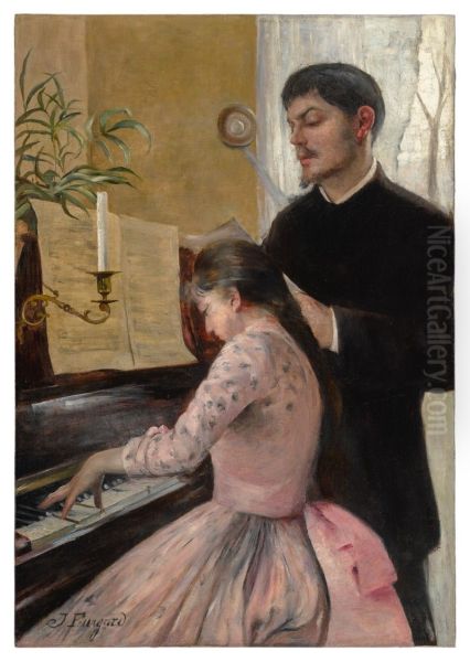 THE PIANO LESSON Oil Painting by unknown