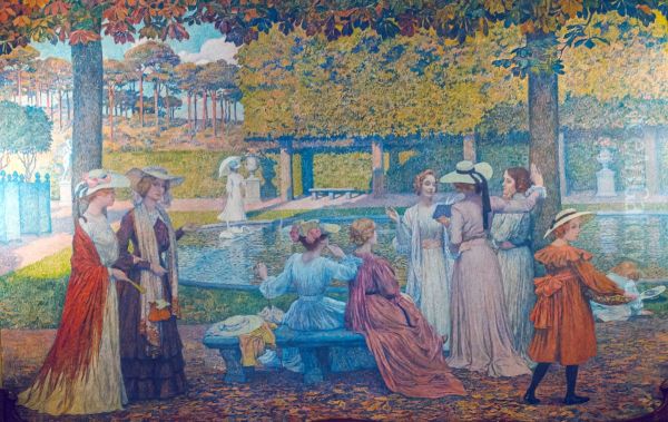 La lecture dans le parc Oil Painting by Theo van Rysselberghe