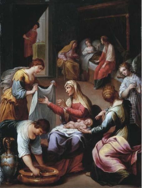 The Birth Of The Virgin Oil Painting by Giovanni Maria Butteri