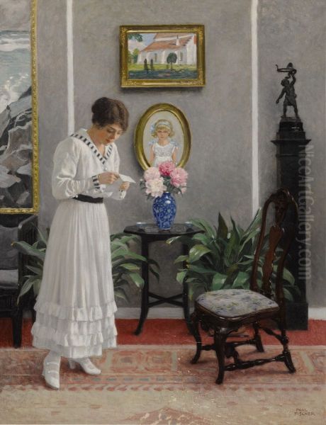 THE LETTER Oil Painting by Paul Gustav Fischer