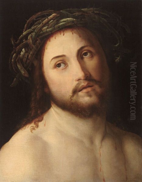 Christ in the crown of thorns. Oil Painting by Georg Pencz