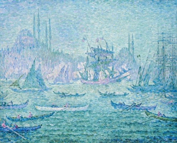 View of the Golden Horn in Constantinople. Oil Painting by Paul Signac