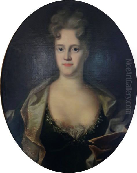 Lady with a large decolletage Oil Painting by Adam Manyoki