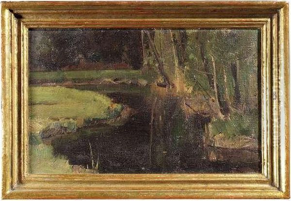 Autumnal River Landscape. Oil/canvas, Signed And Dated Oil Painting by Bernhard Buttersack