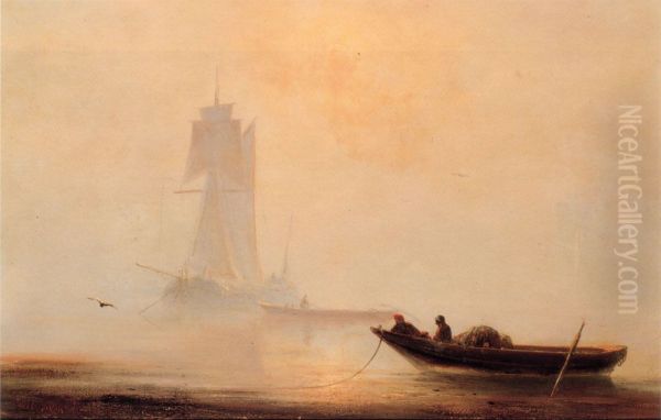 Fishing Boats In A Harbor Oil Painting by Ivan Aivazovsky