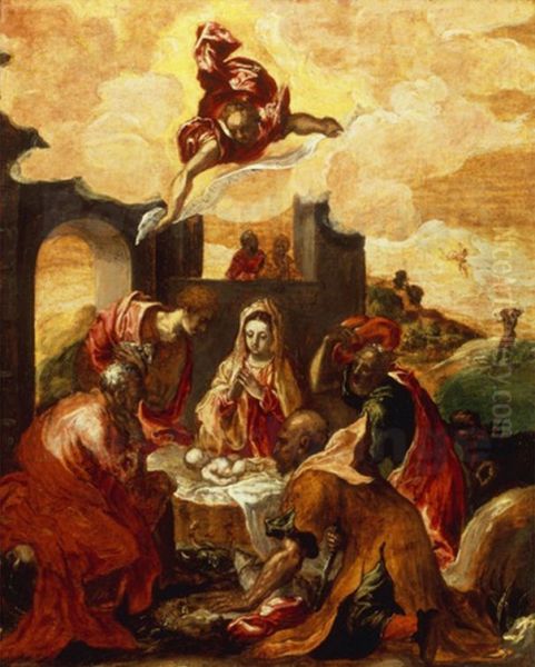 Adoration of the Magi Oil Painting by El Greco