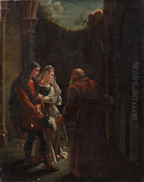 Genevieve and Lancelot visit the tombs of Isolde and Tristan Oil Painting by Eugenie Servieres