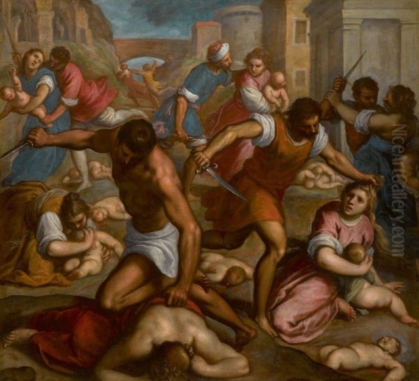 The Massacre of the Innocents Oil Painting by Palma il Giovane