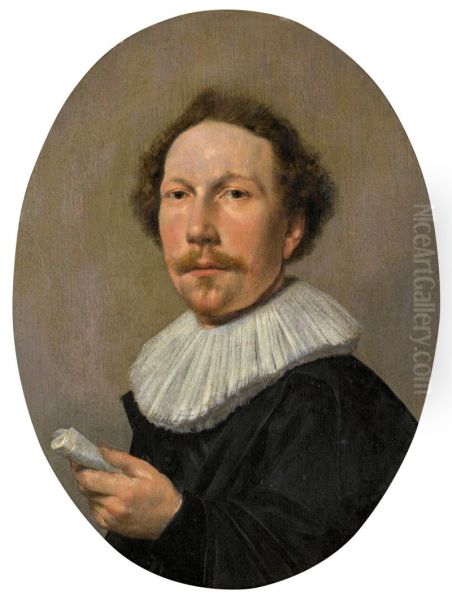 PORTRAIT OF A MAN, HALF-LENGTH, HOLDING A SCROLL Oil Painting by unknown