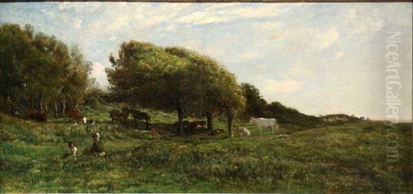 Les Graves inVillerville Oil Painting by Charles-Francois Daubigny